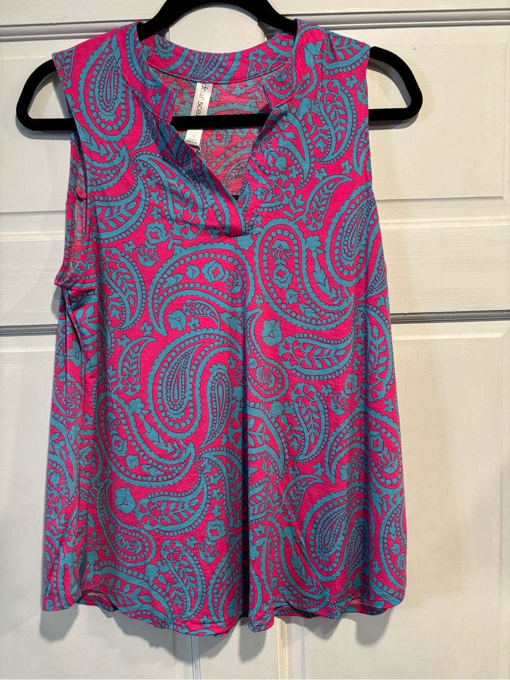 Scarlett Pink and Teal Paisley Sleeveless V-Neck Camisole